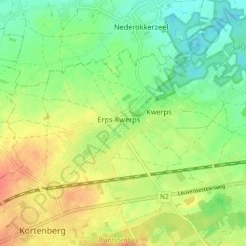 Erps topographic map, elevation, terrain