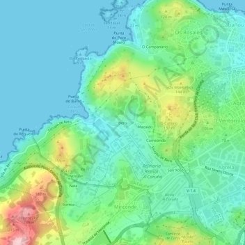 Bens topographic map, elevation, terrain