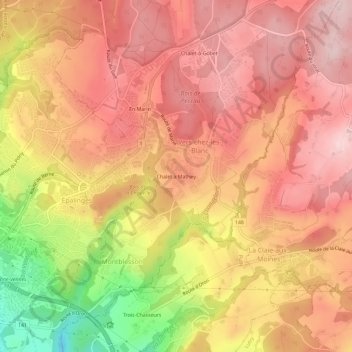 Chalet à Mathey topographic map, elevation, terrain