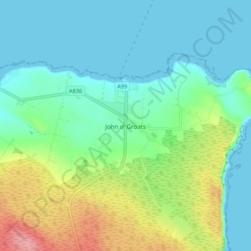 John o' Groats topographic map, elevation, terrain