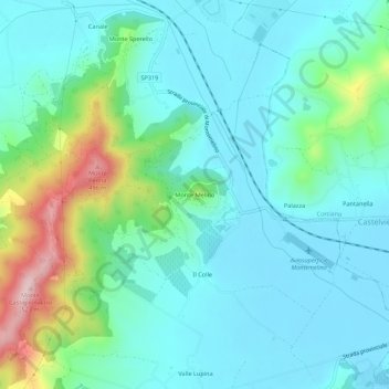 Monte Melino topographic map, elevation, terrain