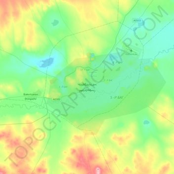 Choibalsan topographic map, elevation, terrain