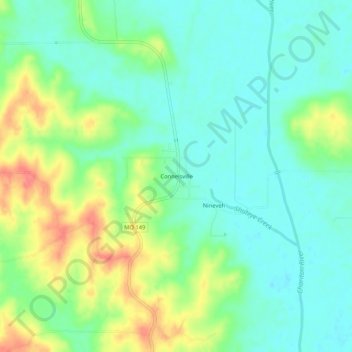 Connelsville topographic map, elevation, terrain