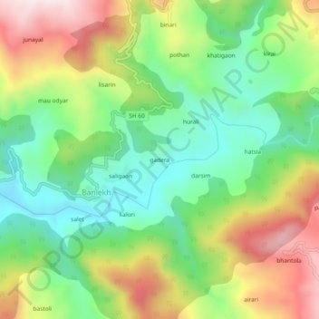 gadera topographic map, elevation, terrain