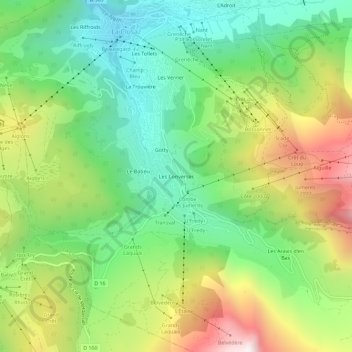 Les Converses topographic map, elevation, terrain