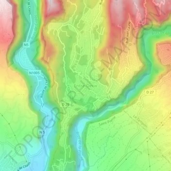 Entre Deux topographic map, elevation, terrain