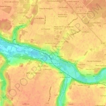 Le Bourg topographic map, elevation, terrain