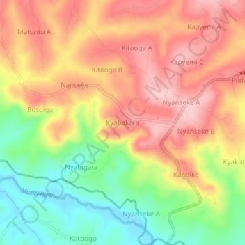 Kyabakara topographic map, elevation, terrain