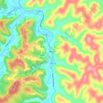 Moore topographic map, elevation, terrain