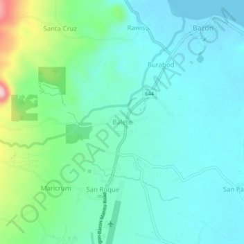 Balete topographic map, elevation, terrain