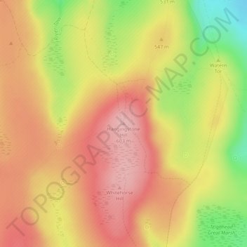Hangingstone Hill topographic map, elevation, terrain