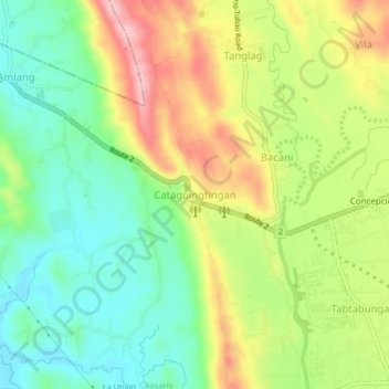 Cataguingtingan topographic map, elevation, terrain