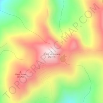 Black Mountain topographic map, elevation, terrain