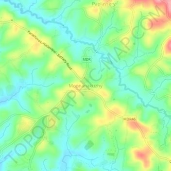 Moonanakuzhy topographic map, elevation, terrain