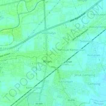 Kraton topographic map, elevation, terrain