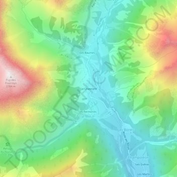 Le Chatelard topographic map, elevation, terrain