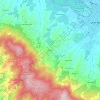 Lucciano topographic map, elevation, terrain