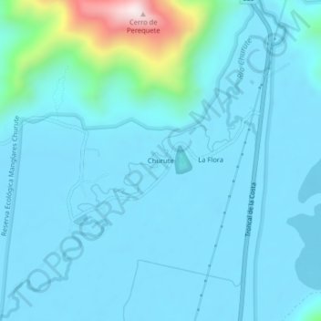 Churute topographic map, elevation, terrain