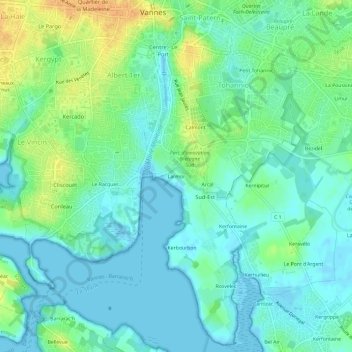 Larmor topographic map, elevation, terrain