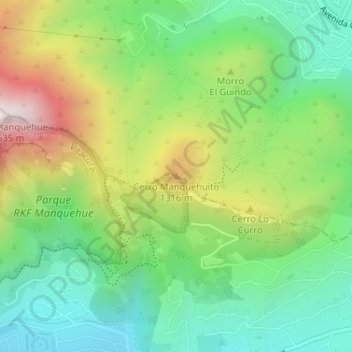 Cerro Manquehuito topographic map, elevation, terrain