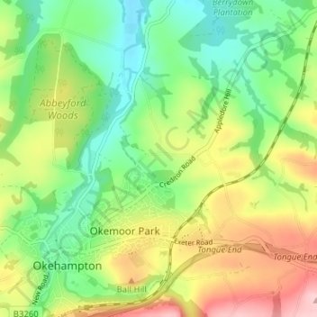 Chichacott topographic map, elevation, terrain