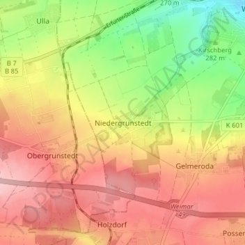 Niedergrunstedt topographic map, elevation, terrain