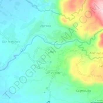 Gabas topographic map, elevation, terrain