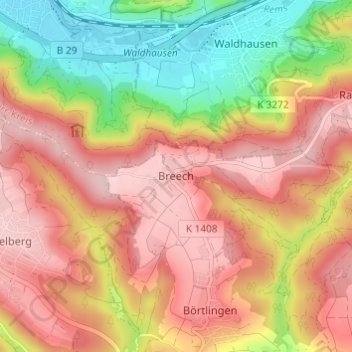 Breech topographic map, elevation, terrain