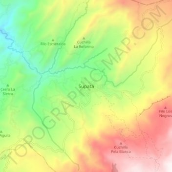Supatá topographic map, elevation, terrain