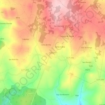 Lousada topographic map, elevation, terrain