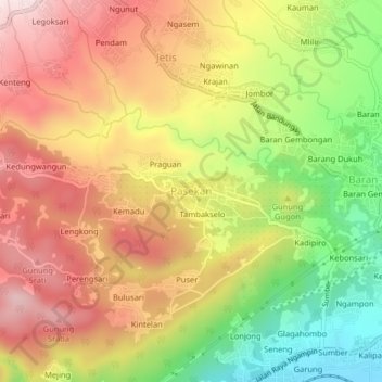 Pasekan topographic map, elevation, terrain
