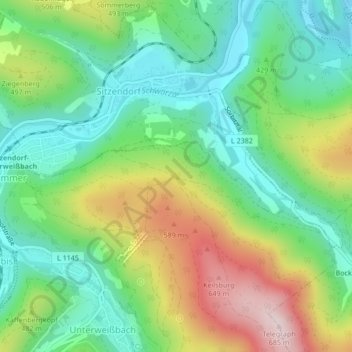 Schau ins Land topographic map, elevation, terrain