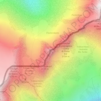 Westliche Floitenspitze topographic map, elevation, terrain