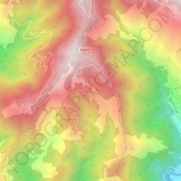 Wamrong topographic map, elevation, terrain
