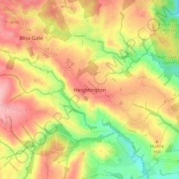 Heightington topographic map, elevation, terrain