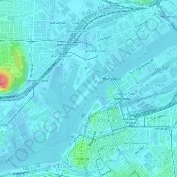 Frihamnen topographic map, elevation, terrain
