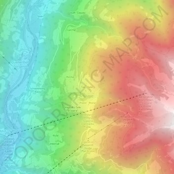 Tall topographic map, elevation, terrain