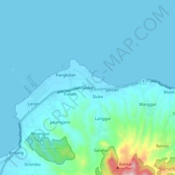 Sluke topographic map, elevation, terrain