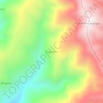 Ongulero topographic map, elevation, terrain
