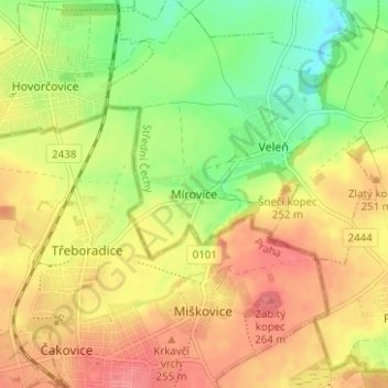 Mírovice topographic map, elevation, terrain