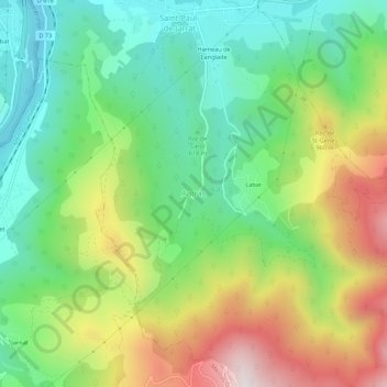 Antras topographic map, elevation, terrain