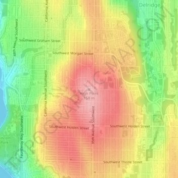 High Point topographic map, elevation, terrain
