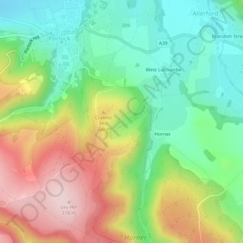 Halse Combe topographic map, elevation, terrain