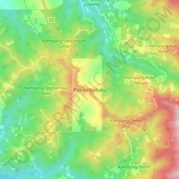 Pekan Nabalu topographic map, elevation, terrain