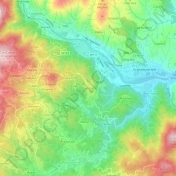 Flecchia topographic map, elevation, terrain