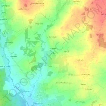 Le Bos topographic map, elevation, terrain