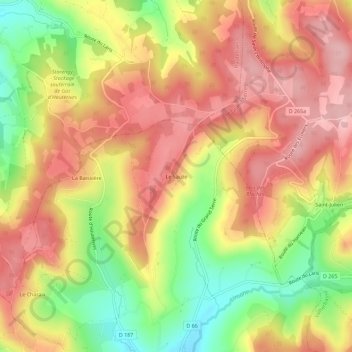Le Sauze topographic map, elevation, terrain
