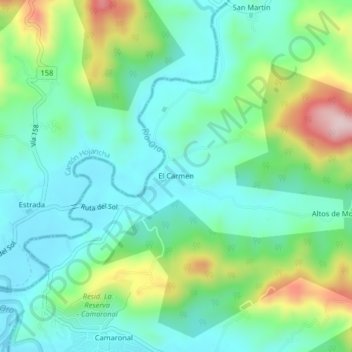 El Carmen topographic map, elevation, terrain
