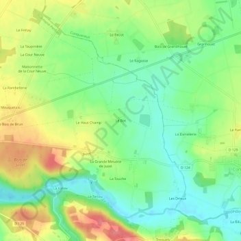 Le Bot topographic map, elevation, terrain
