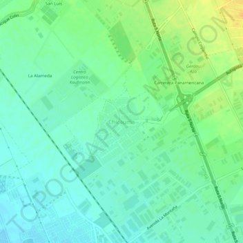 Chicauma topographic map, elevation, terrain
